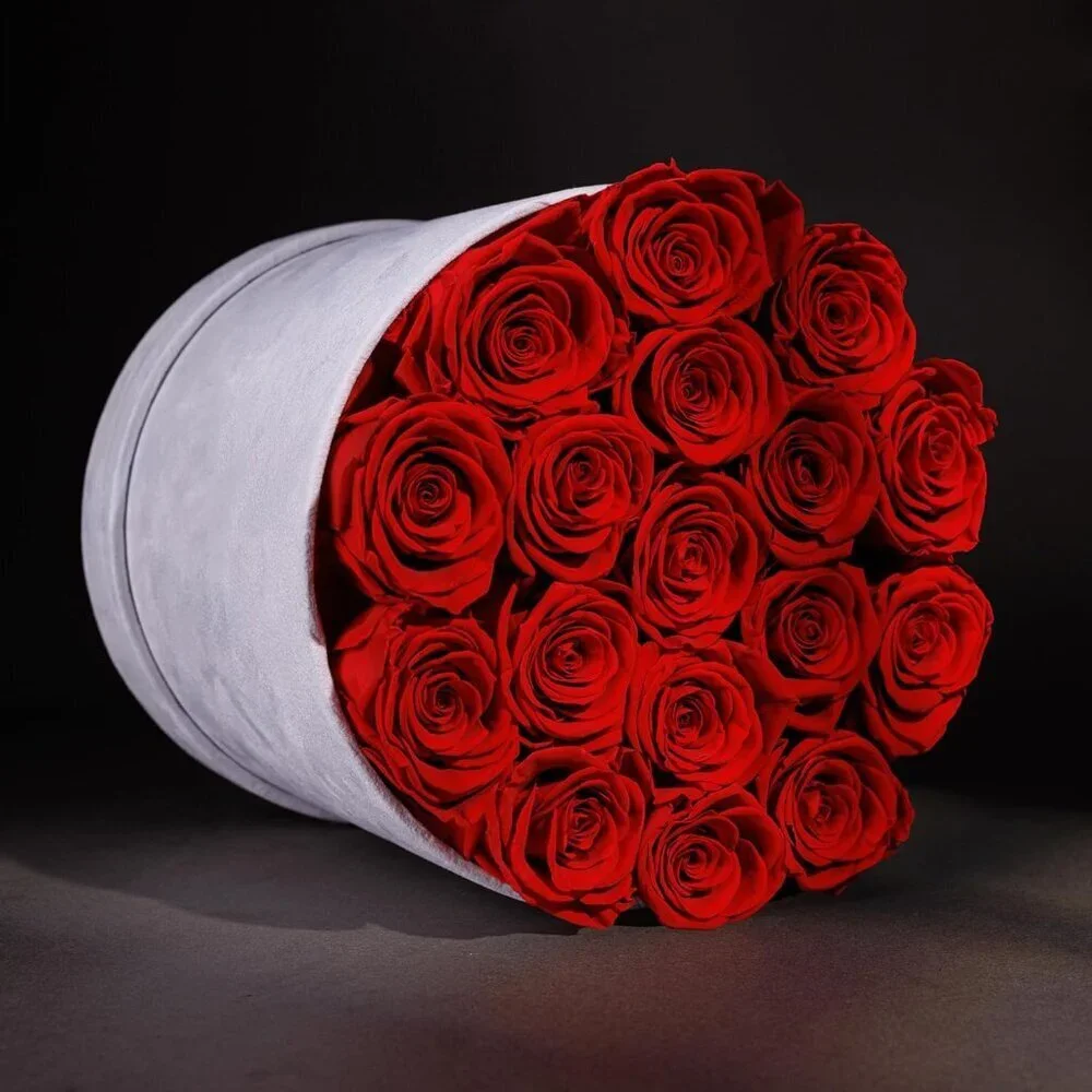 17 Flowers in a Luxury Suede Gift Box Birthday Gifts Preserved Flowers Red